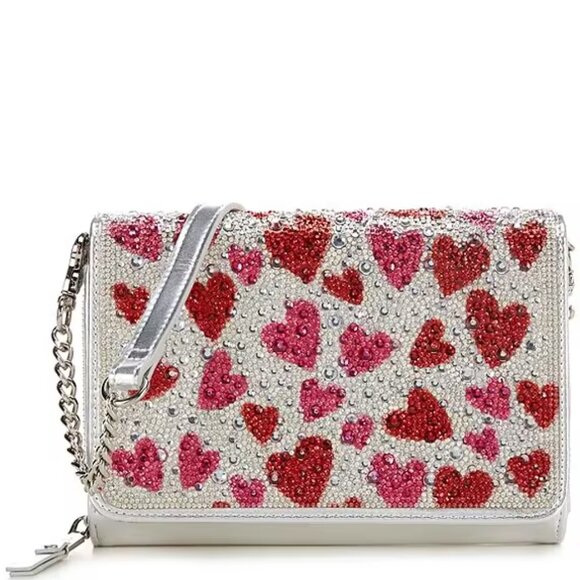 Betsey Johnson Handbags - Betsey Johnson Kitsch Heart Rhinestone Novelty Clutch Bag Crossbody WOC NWT
